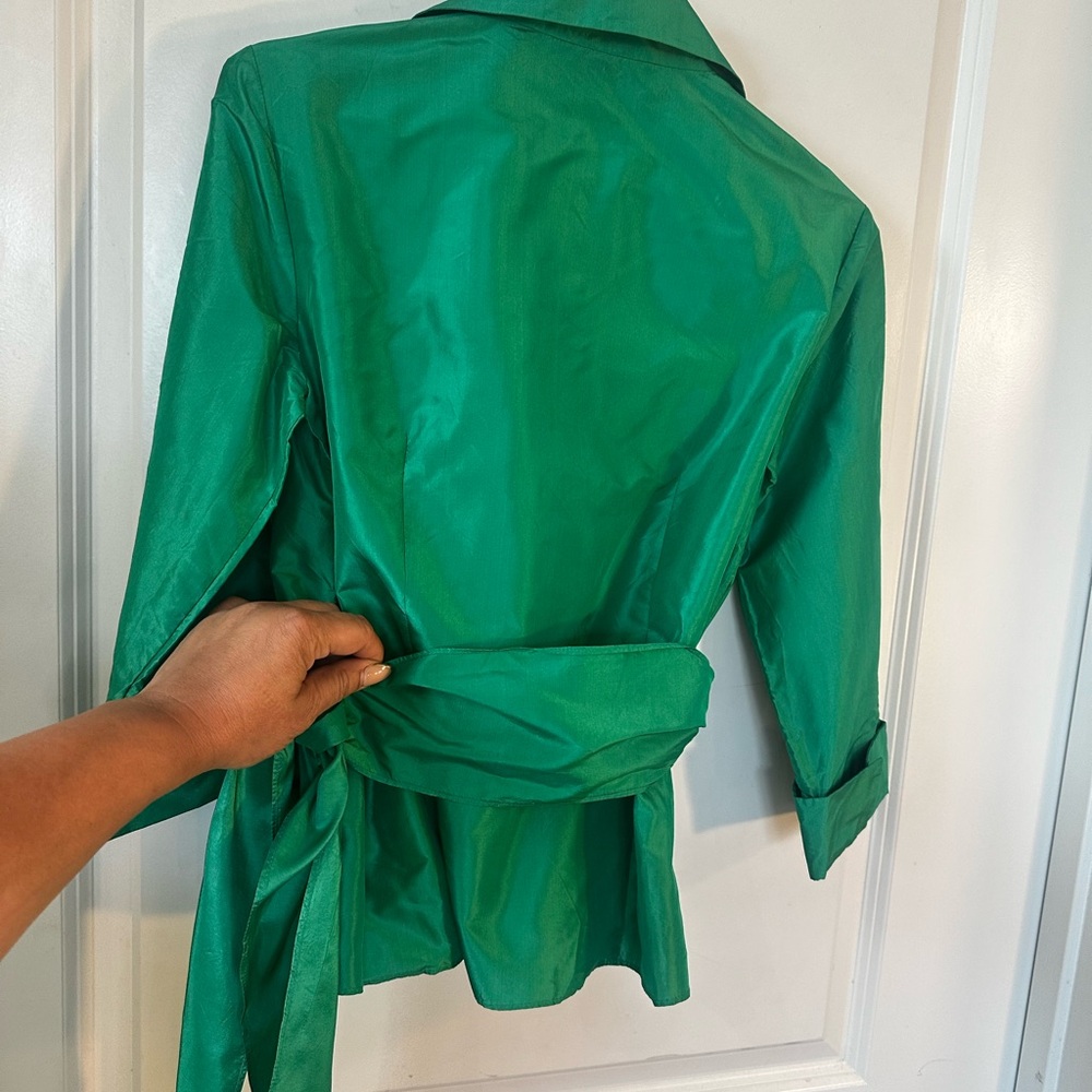 Lafayette 148 New York Emerald Wrap Blouse - Picture 2 of 10
